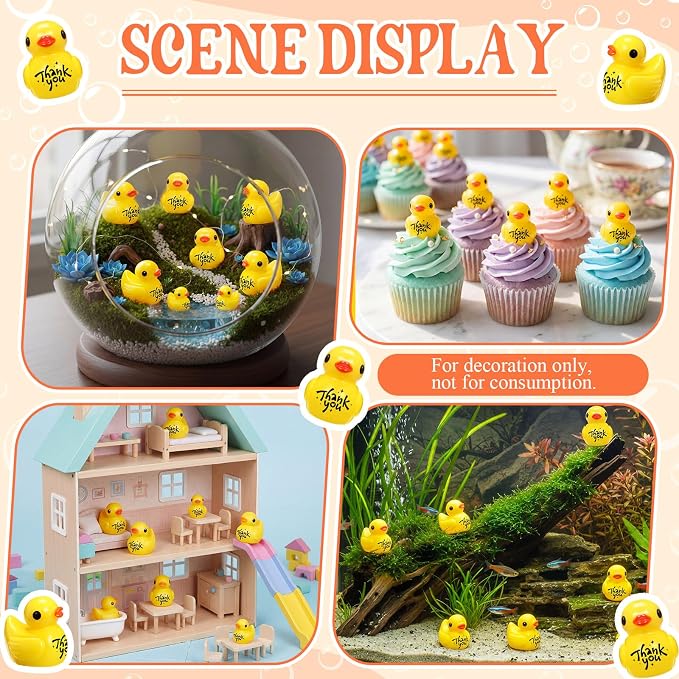 Skylety 100 Pcs Thank You Gifts Mini Resin Ducks Employee Appreciation Gifts