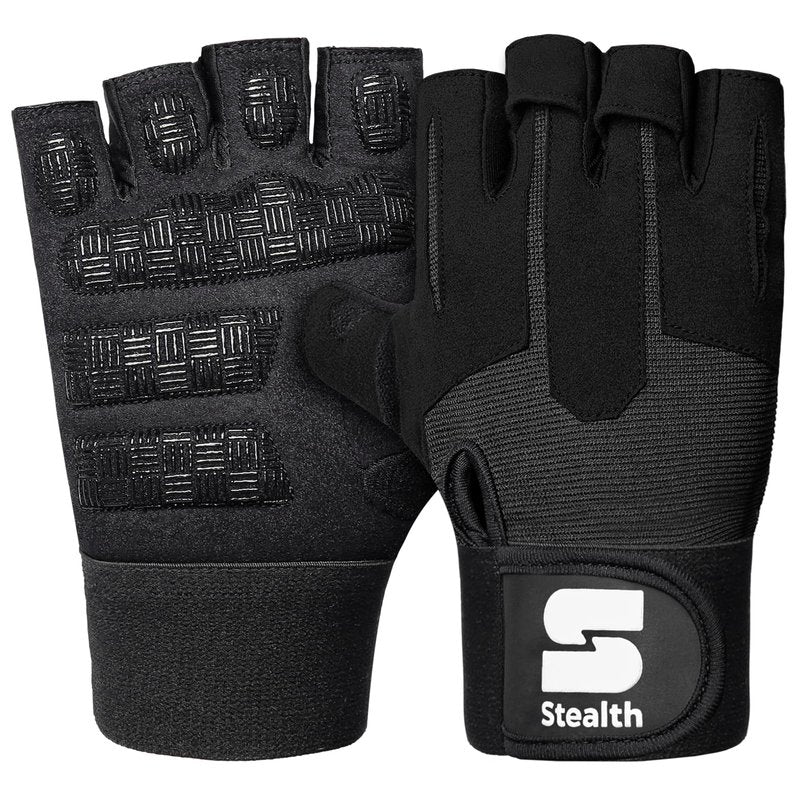 Stealth Sports Weight Lifting Workout Gloves Men Women Non-Slip Gel Padded Grip Full Palm Protection for Pull ups Gym Training Fitness Weightlifting Bodybuilding Exercise Gloves,R7 - Black (XL)