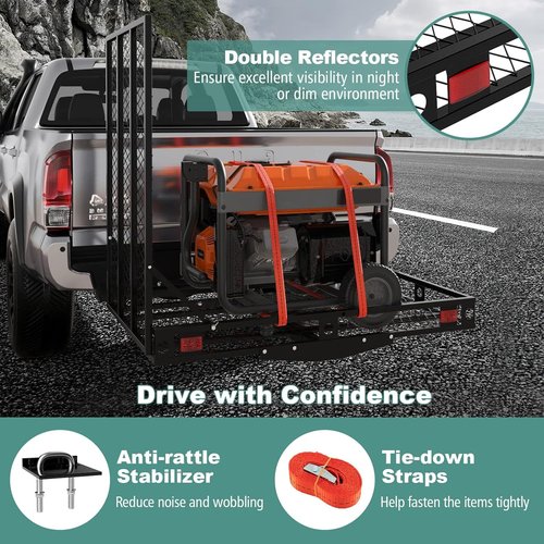 ERGOMASTER Hitch Cargo Carrier - Folding Ramp for Mobility Scooters & Wheelchairs | 49" x 28" Size