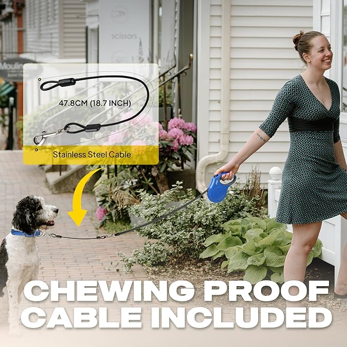 Fida Retractable Dog Leash, 16 ft Dog Walking Leash for Small Dogs up to 26lbs, Soft Grip, Tangle Free, Blue