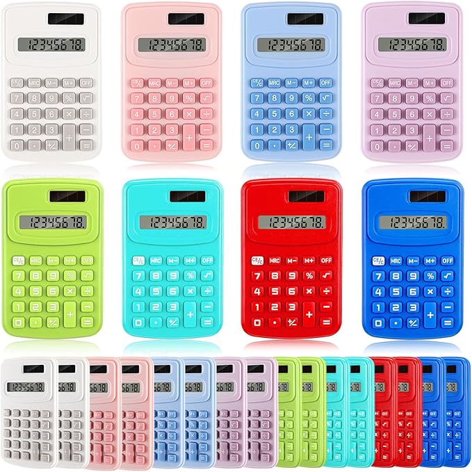 LEIFIDE 24 Pack Pocket Calculator Small Bulk Basic 4 Function Calculator 8