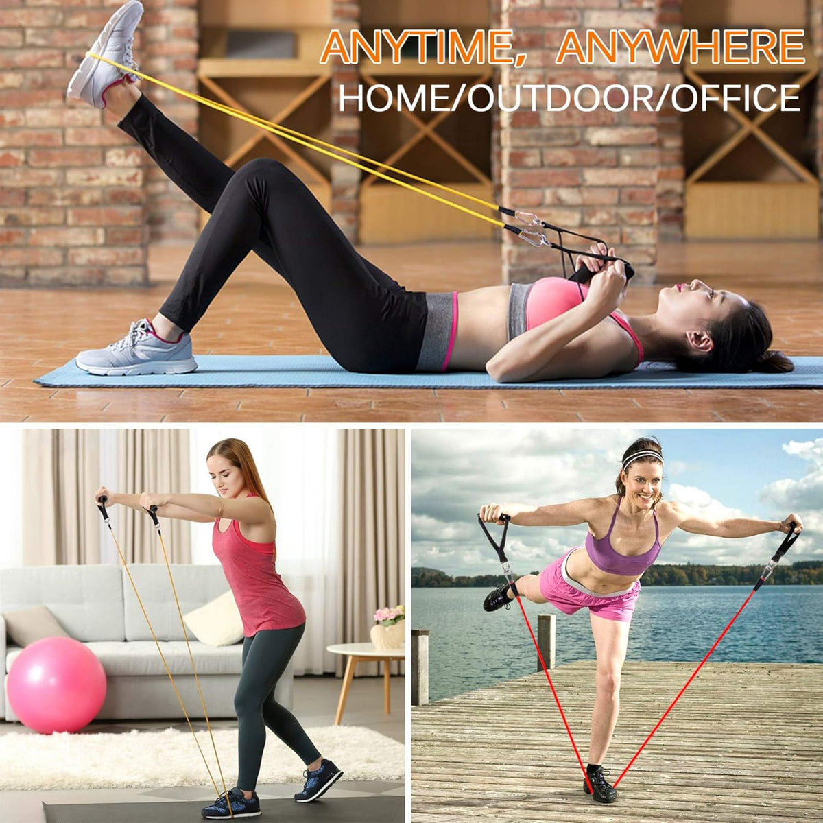 Skiennix Resistance Bands Set - 12-Piece Workout Bands with Handles, Door Anchor & Ankle Straps for Home Fitness