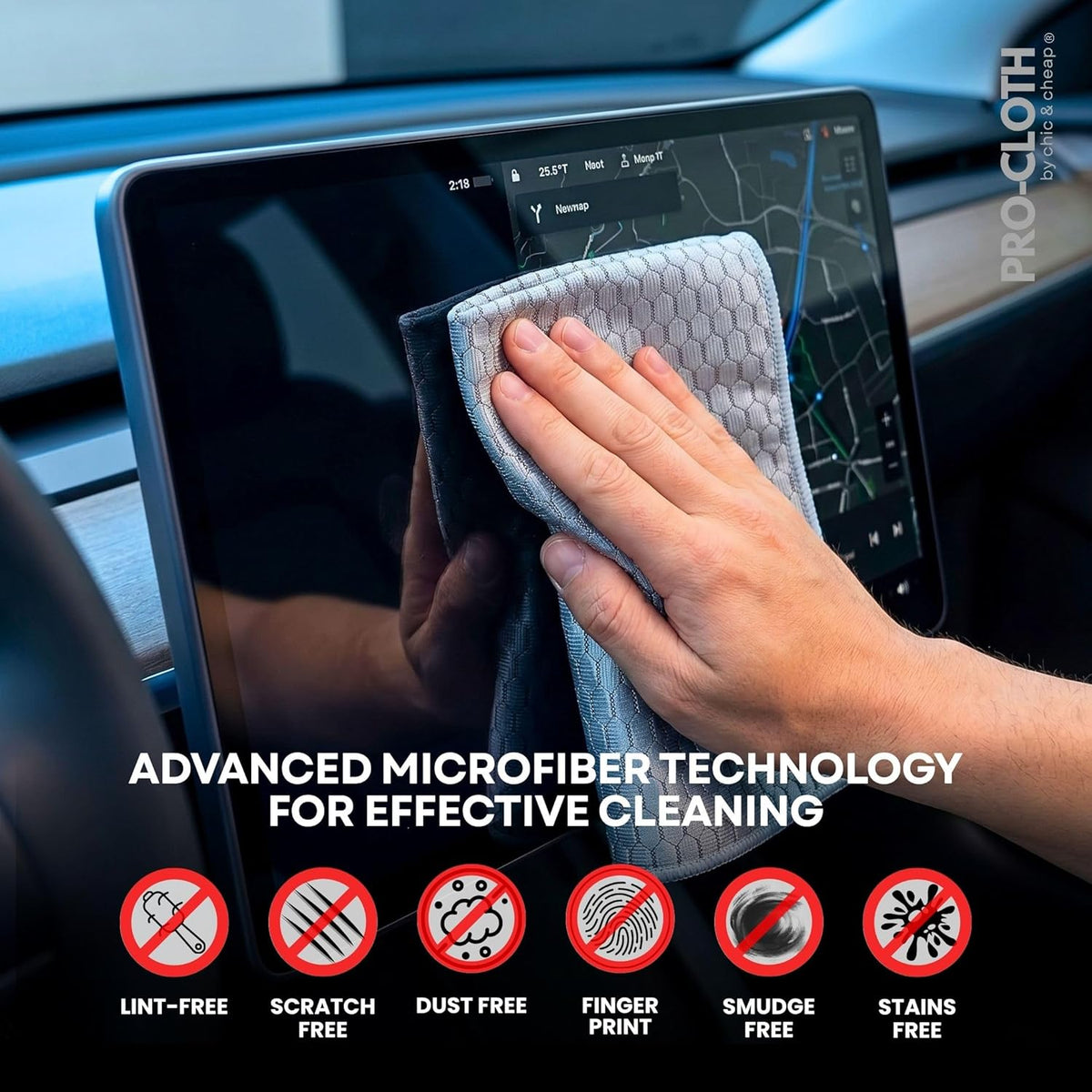 PRO-CLOTH Glass Cleaning Cloths – 6 Premium Honeycomb Microfiber Towels (12"x16") for Windows, Mirrors & Screens – Water Only Lint & Streak-Free Cloths for Home & Car + Bonus Mini Silicone Squeegee