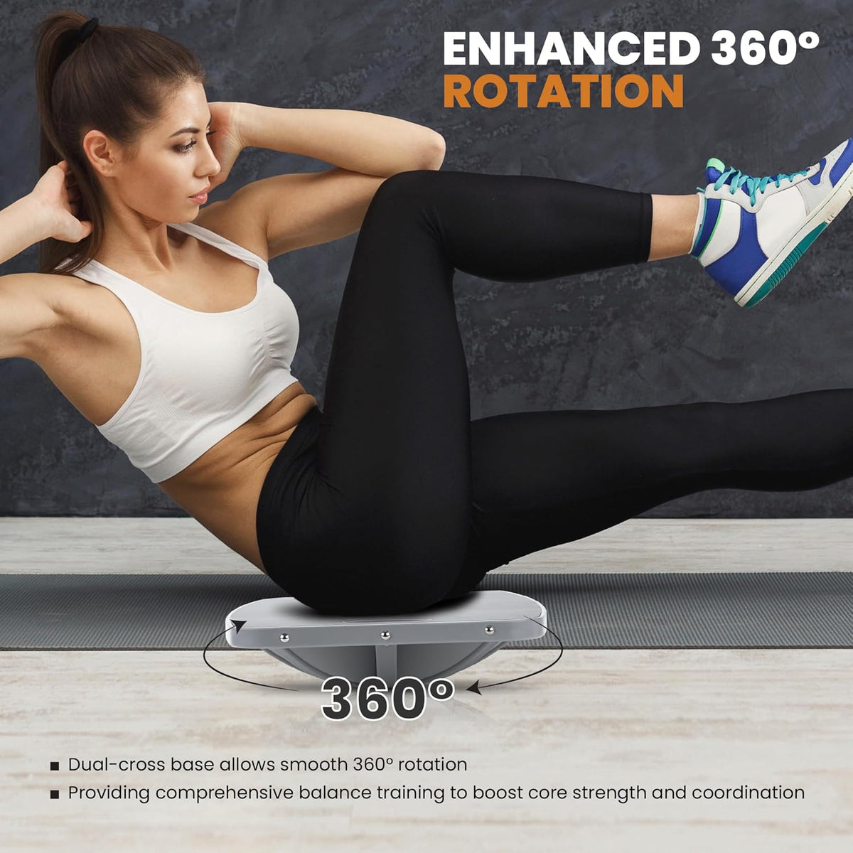 Professional Wooden Balance Board - 360° Portable Wobble Board for Core Strength & Stability Training