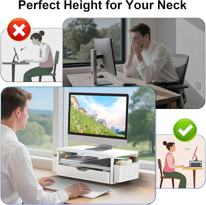 Spacrea Desk Organizer and Accessories, Computer Monitor Stand Riser