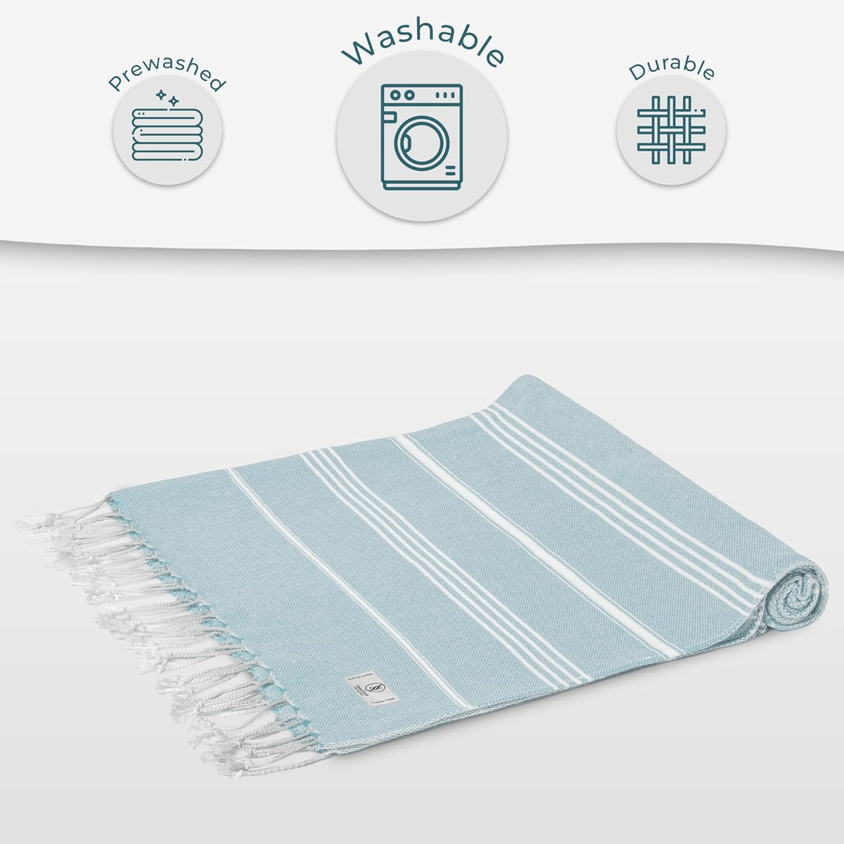 Ossano Turkish Beach Towel - Quick Dry & Absorbent Oversized (39" x 71") | Versatile Travel Blanket & Bath Mat in Baby Blue