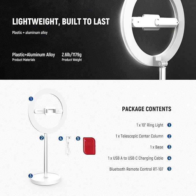 NEEWER Entry Level Version 10" 7W LED Selfie Ring Light