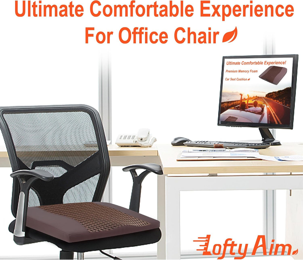 Lofty Aim Car Seat Cushion, Memory Foam Car Seat Cushions for Long Driving