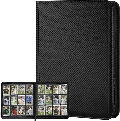 GERMUN Trading Card Binder - Premium 12 Pocket Album for 720 Cards | Double-Sided Carbon Black Cover