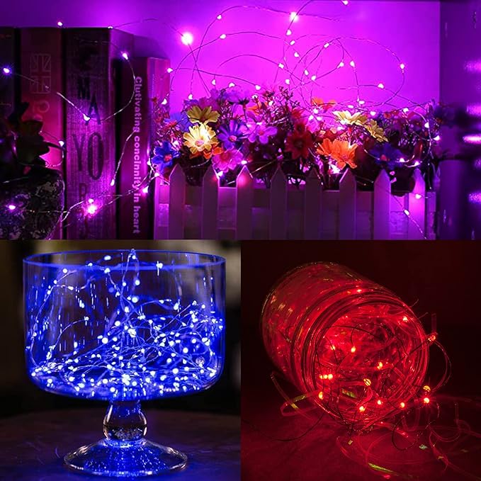 WATERGLIDE 12 Pack Fairy Lights Battery Operated (Included), 7 ft 20 LED Mini String Lights, Waterproof Silver Wire Firefly Starry Lights for DIY Wedding Christmas Party Mason Jars Decor, Multicolor
