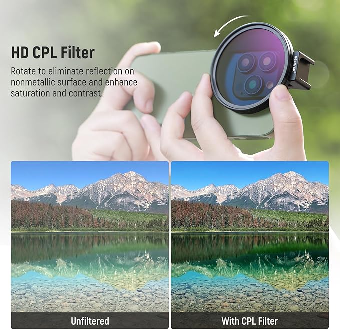 NEEWER 67mm CPL Filter with Cold Shoe Phone Lens Clip, HD Polarizing Filter