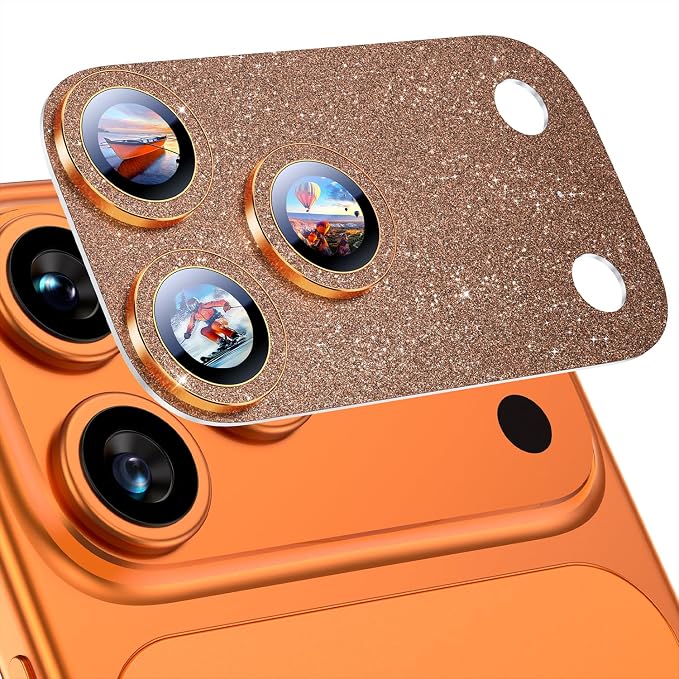Uyiton for iPhone 17-Pro-Max Camera-Lens Protector: Bling Metal Tempered Glass