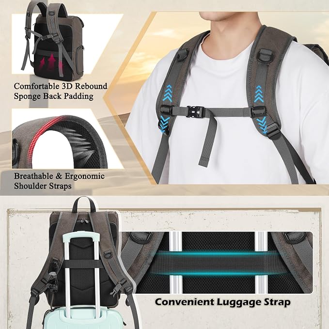 RAINSMORE Camera Bag Backpack for DSLR/SLR Mirrorless 15.6 Inch Laptop Camera