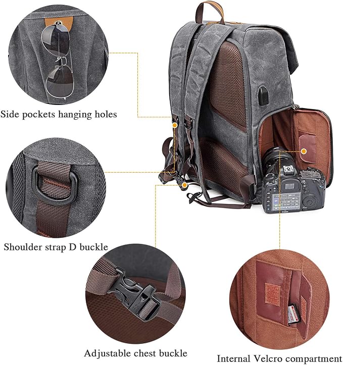 UBAYMAX Camera Backpack, DSLR SLR Waterproof Canvas Camera Bags Rucksack 15.6