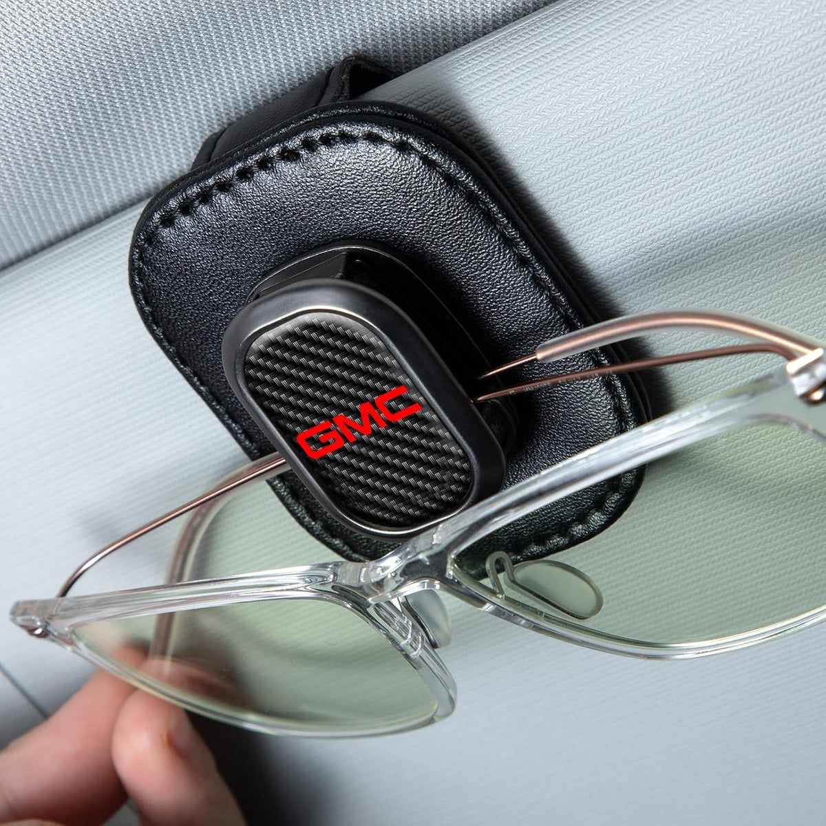Sunglasses Holder, Leather Glasses Holders Compatible with Dodge Series Car Sun Visor, Eyeglasses Hanger and Ticket Card Clip Eyeglasses Mount for Car, for Accessories, Black