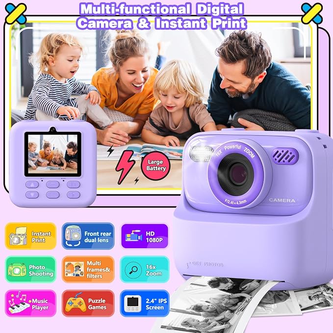 masterbee Kid Camera Instant Print Photo, Birthday Gifts