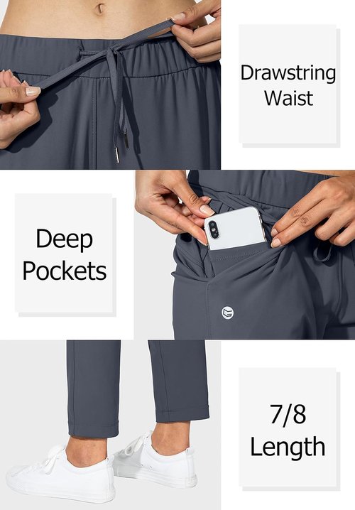 G Gradual Women's 7/8 Stretch Ankle Pants - Deep Pockets for Golf, Lounge & Travel