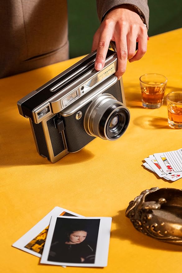 Lomography Lomo'Instant Wide Camera & Lenses Monte Carlo Black Leather