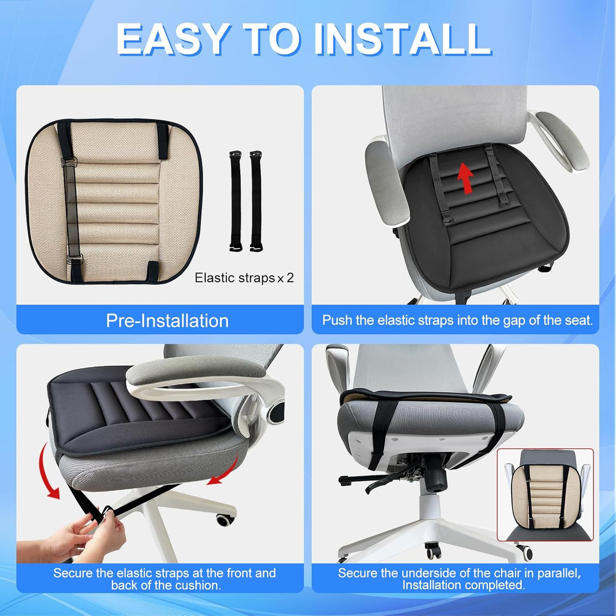 Car Seat Cushion with Back Support Pillow, 1.2'' Thick Enhanced Comfort Memory Foam Design for Pain Relief, Ideal for Drivers and Office Use - Ergonomic Lumbar Comfort for Long Sitting