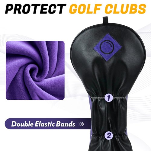 Golf Headcovers - Funny Golf Club Covers - Driver Headcover with PU Leather - Hybrid Fairway Wood Headcover - Waterproof - Mallet & Blade DF3 Putter Cover with Soft Lining Present Birthday Present