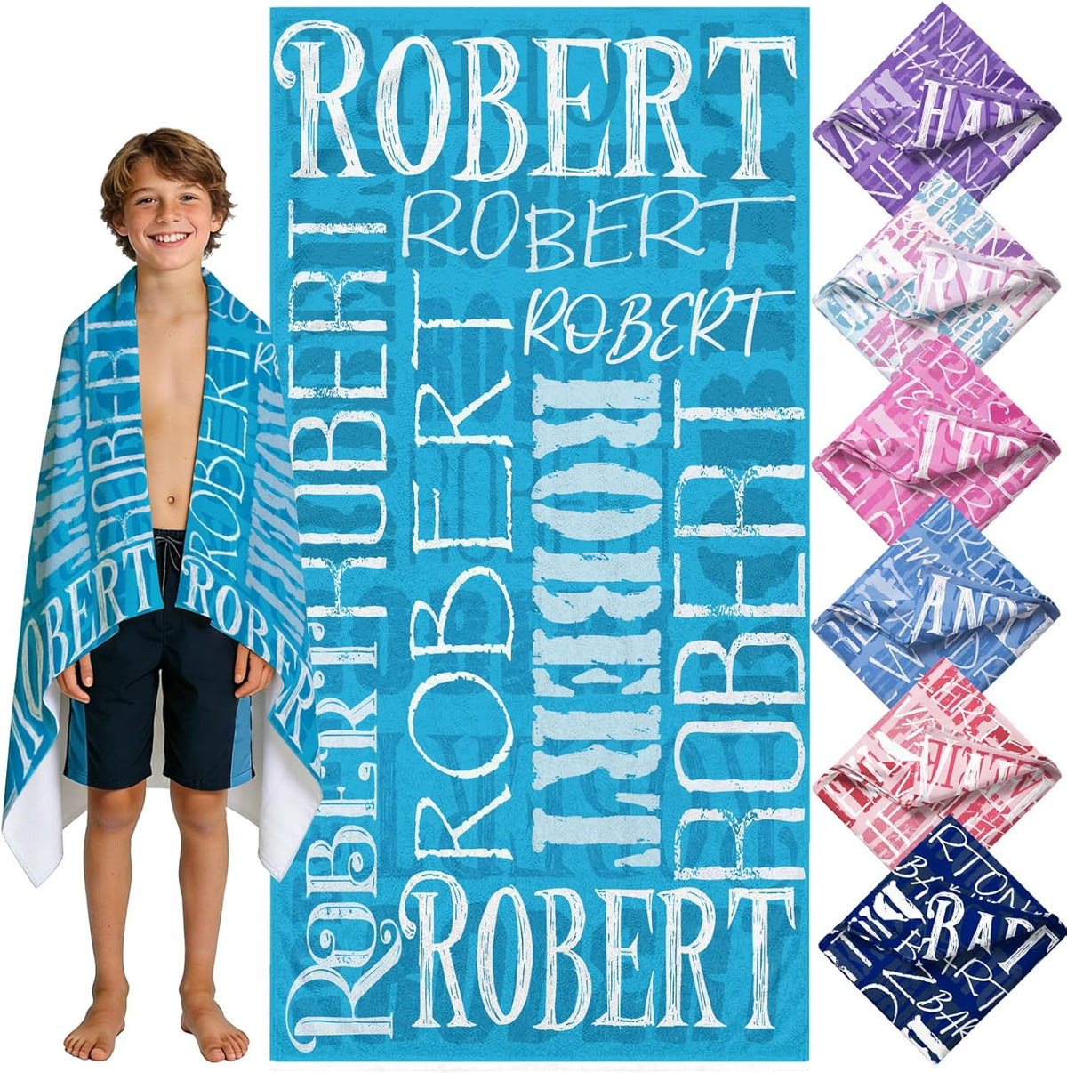 Yoke Style Personalized Beach Towels - Custom Sand-Free Microfiber Towel for Kids | Quick-Dry Easter Gift