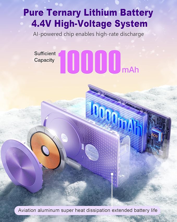 Kesguar Magnetic Portable Charger, 10000mAh 22.5W PD Super Fast Charging Wireless Power Bank. Ultra-Strong Magnet, USB C in&Out Battery Pack for Magsafe, iPhone 17/16/15/13/12 Pro Series