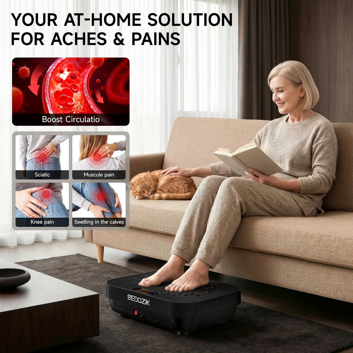 SEDOZIK Vibration Plate - 450lb Capacity Whole Body Shaker for Lymphatic Drainage & Weight Loss | Bluetooth, 120 Speeds