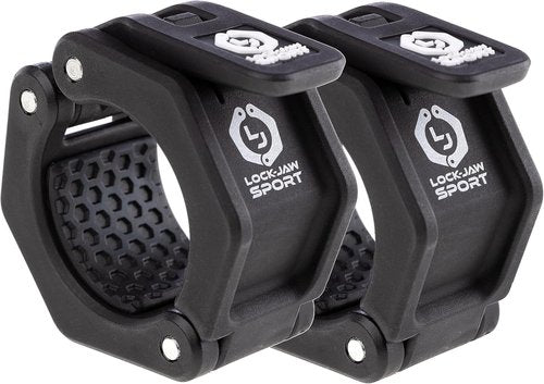 Lock-Jaw Sport Barbell Collars - Heavy-Duty Olympic Bar Clamps for 2" Bars | Secure Weight Clips - Black (2 Pcs)