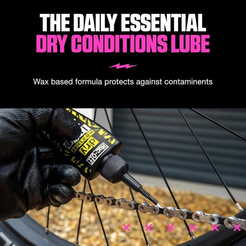 Muc-Off Bio Dry Bike Chain Lube - Wax-Based Formula for Smooth Gear Shifts | Includes Microfiber Cloth