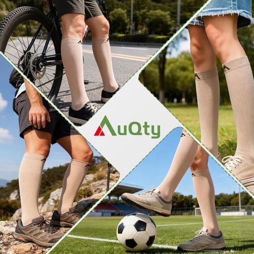 AuQty Compression Socks 15-30 mmHg for Men Women (3 Pairs) - Medical Stockings, Support Socks for Circulation, Deep Vein Thrombosis, Calf Cramps and Swelling (Nude/Nude/Nude, Large-X-Large)