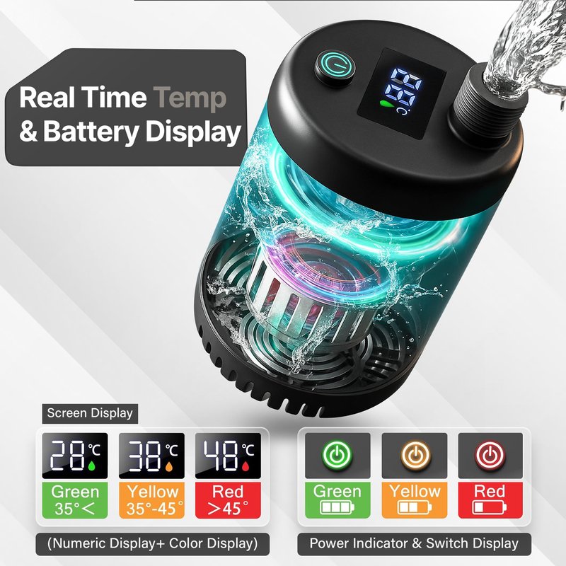 Portable Shower with Heater for Camping – 7800mAh Rechargeable Battery, 1500W Immersion Heater Outdoor Shower Kit & Portable Shower Pump Heated Camping Shower Car Shower & Beach Shower