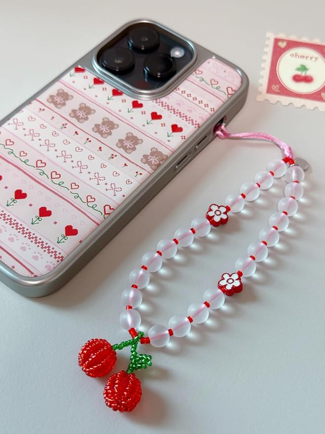 Drawwind Phone Charm Beaded Wristlet Strap Universal Cell Phone Lanyard Cute