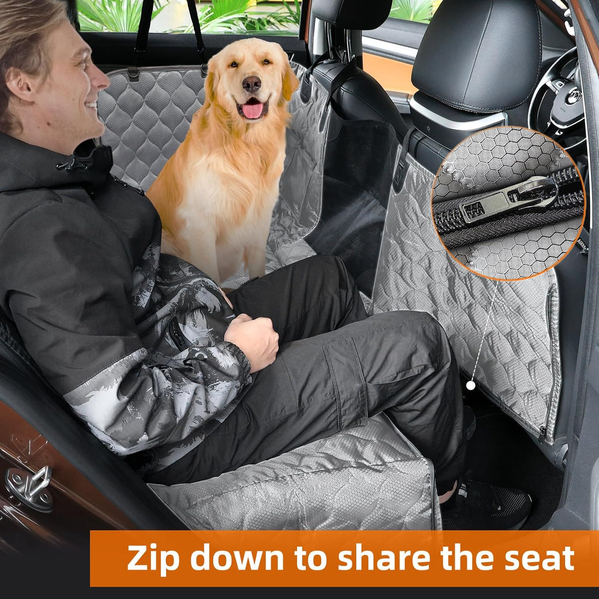 PETICON Dog Car Seat Cover for Back Seat, Waterproof Dog Hammock for Pets