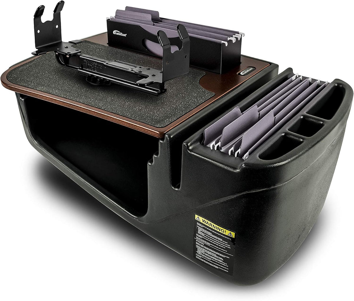 AutoExec AE-FMEF-PI-11M Efficency FileMaster Car Desk for Your Vehicle Workstation and Mobile Office, Natural Finish with 400 watt Power Inverter