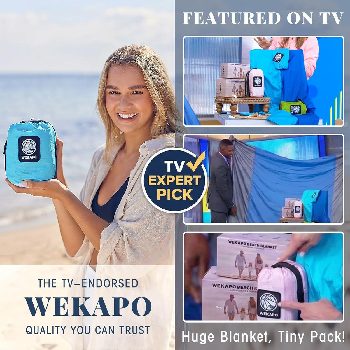WEKAPO Beach Blanket - Extra Large Sandproof & Waterproof Mat | Quick Drying for Picnics, Camping & Vacations