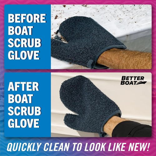Boat Scrubbing Brush Glove - Heavy-Duty Deck & Hull Scrub Mitt for Marine & Fishing Boats