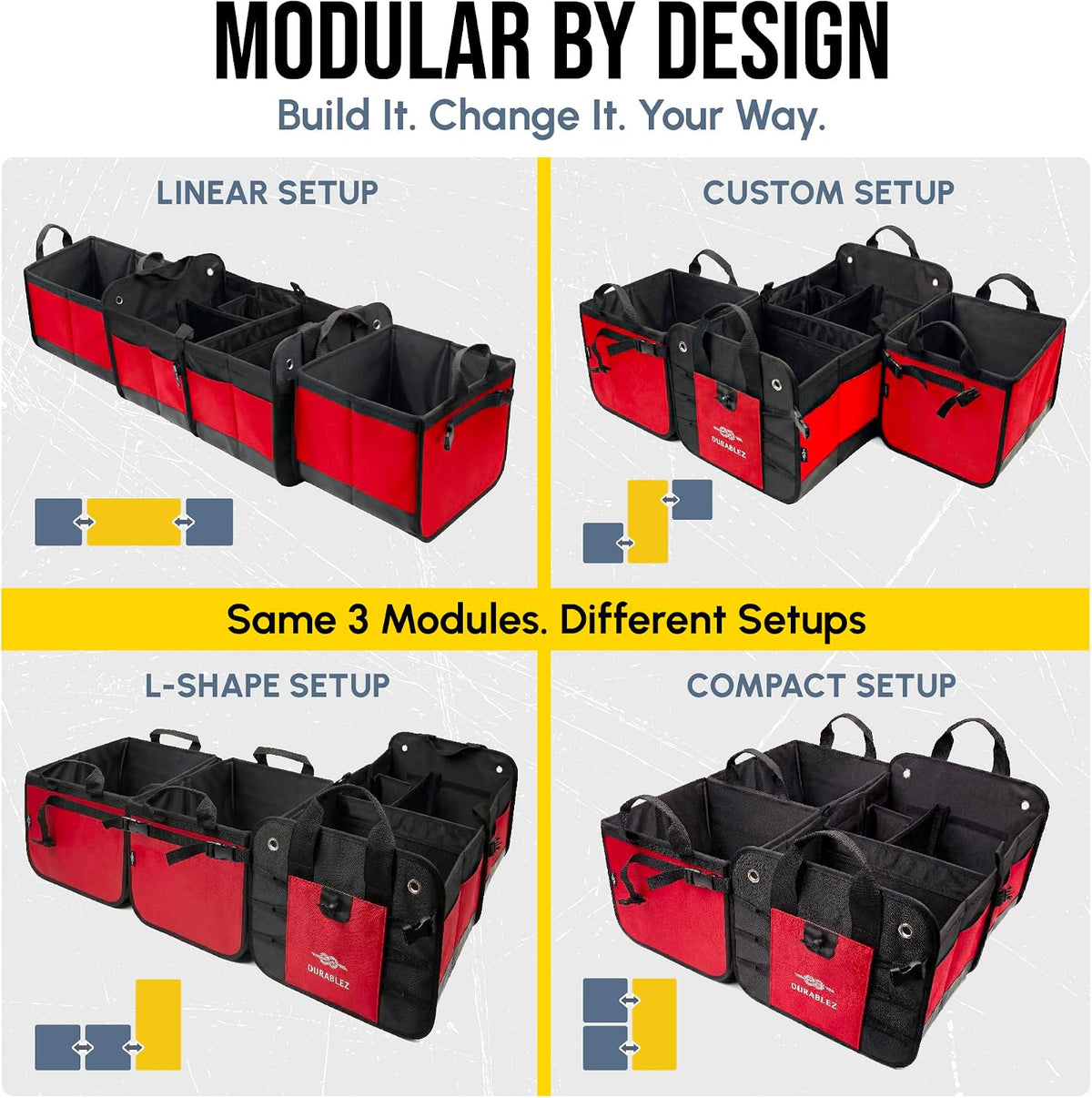 5-Section Trunk Organizer with Cooler, Extra Large, Red