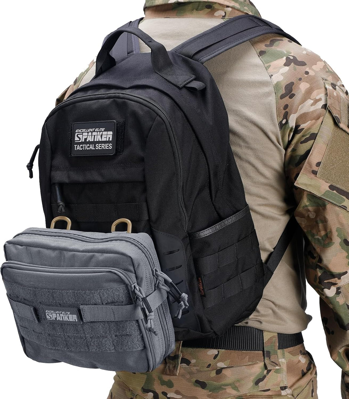 EXCELLENT ELITE SPANKER Tactical Molle Admin Pouch Utility Organizer EDC Medical Bag Utility EDC Tool Pouch with Shoulder Strap Attachment Pouches Waist Bag