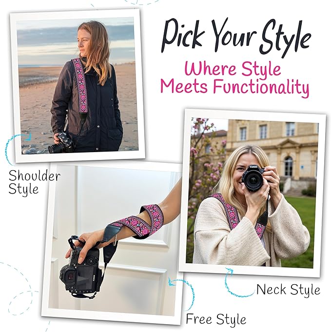 Art Tribute Camera Strap, Vintage Embroidered Neck Shoulder & Crossbody Camera