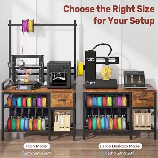 3D Printer Stand with Filament Storage – Tall 66" Heavy Duty Metal 3D Printer