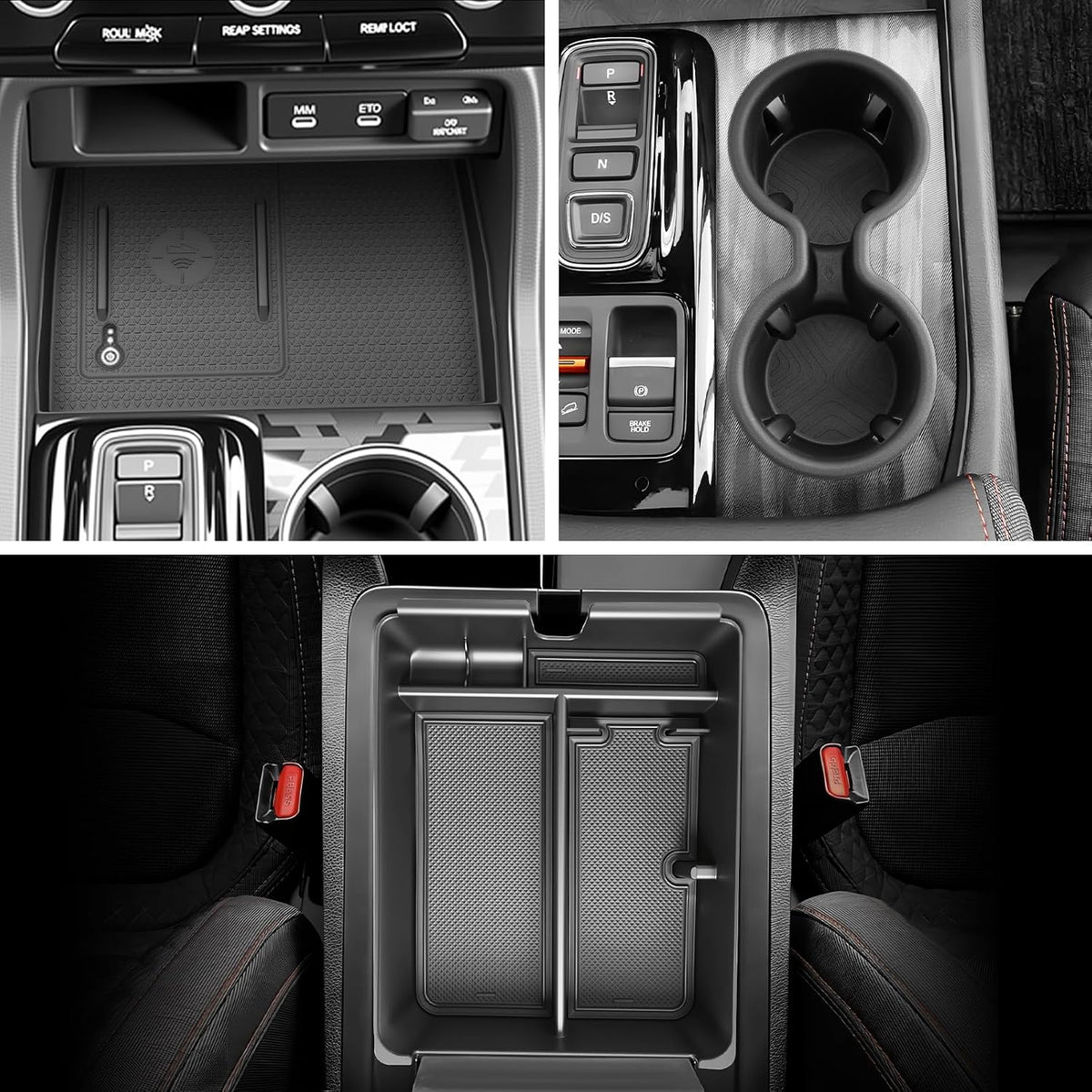 SKTU 3-Pack for 2026 2027 Honda Passport Center Console Organizer 2026 2027 Passport Console Tray & Wireless Charging Mat & Cup Holder Honda Passport 2026 2027 Accessories Console Non-Slip Pad