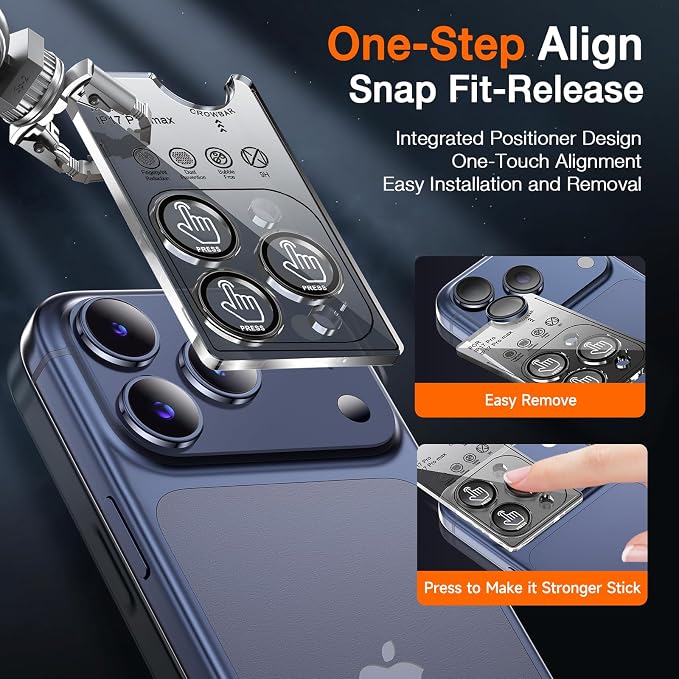 LK 2 Pack for iPhone 17 Pro/17 Pro Max Camera Lens Protector One-Click