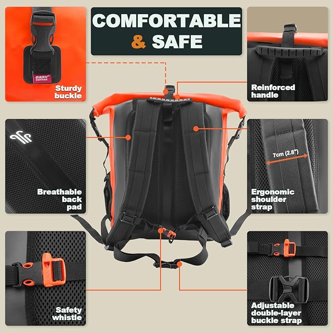 OSAH DRYPAK Waterproof Backpack Dry Bag 35L/55L/85L– Heavy Duty Roll-Top Hiking