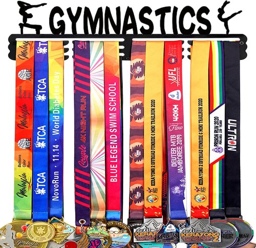 Goutoports Medal Hanger - Personalized Award Ribbon Organizer for 60 Medals | Wall Mount for Athletes