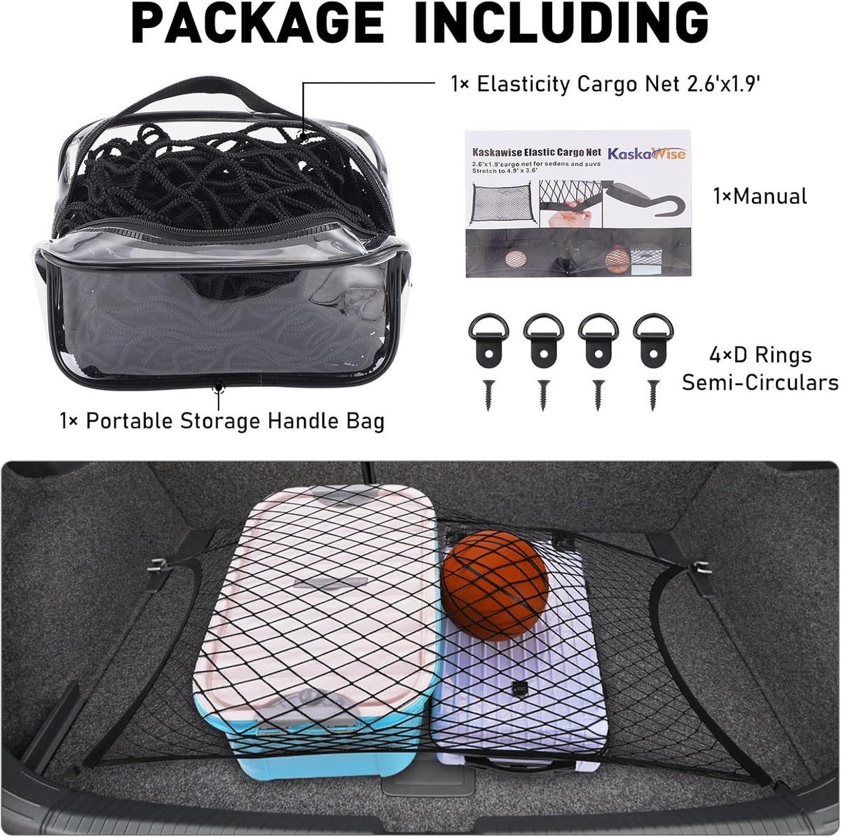 Elastic Cargo Net for SUV,Truck Net Organizer with ABS Hooks,39.3"x31.5" Stretch to 78.7"x63" Truck Bed Net for Car,Truck,Stretch Luggage Holder for Road Trip Camping Moving