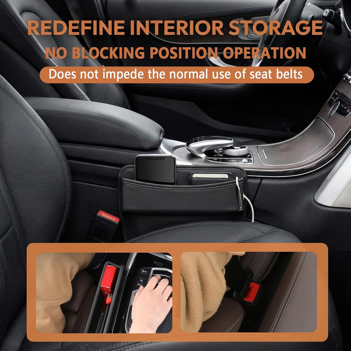 2 PCS Car Seat Gap Filler Organizer, Car Center Console Organizer