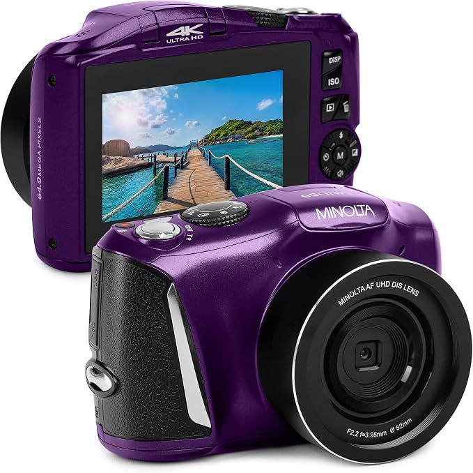Minolta 64MP Digital Camera – 4K Ultra HD Video at 60FPS, 16x Digital Zoom