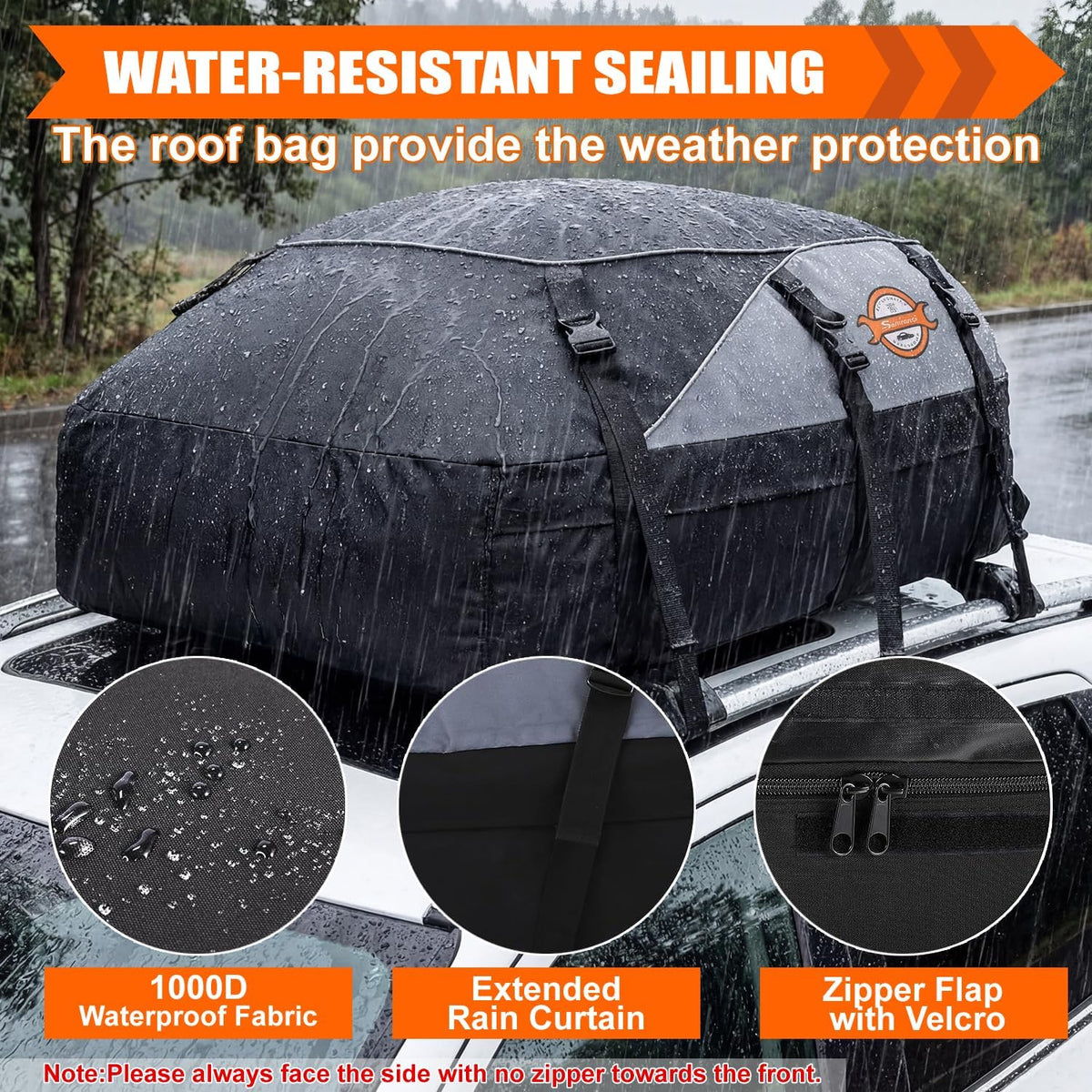Sailnovo Rooftop Cargo Carrier - 20 Cubic Feet Waterproof Roof Bag with 6 Tie-Down Straps | Ideal for Cars with or Without Rack