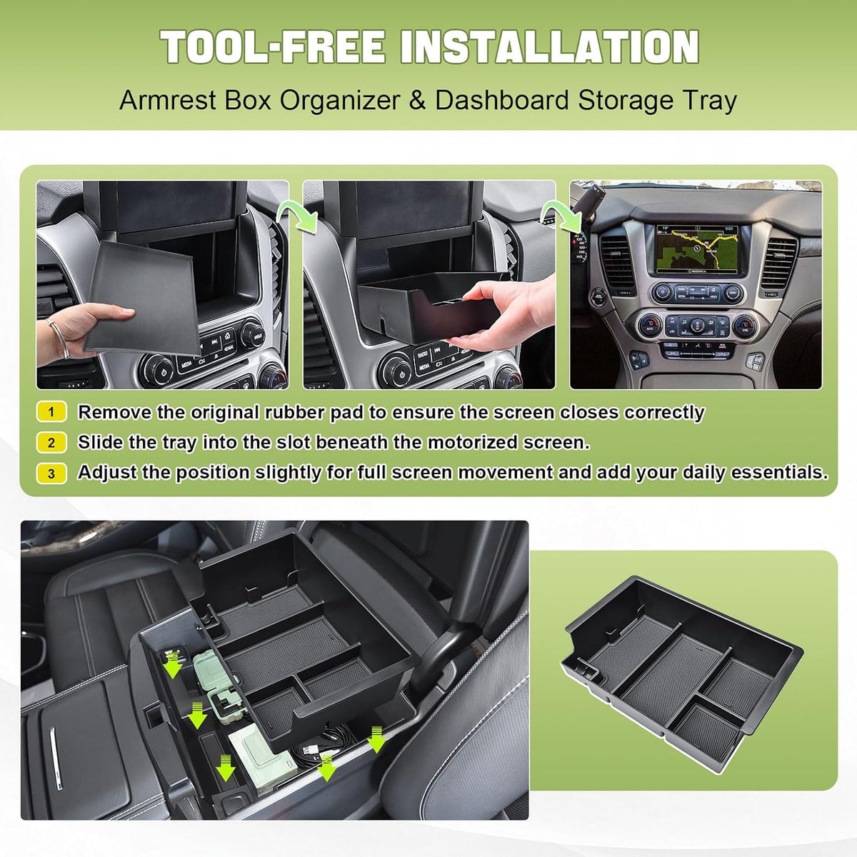 Console Organizer Set for 2015-2020 GMC Yukon & Chevrolet Tahoe Suburban