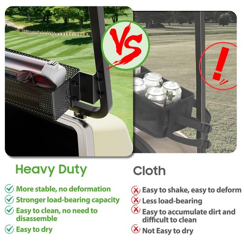 10L0L Golf Cart Storage Basket - Heavy Duty Front Dash Organizer for EZGO TXT/RXV & Club Car DS/Precedent - Steel Metal Utility Tray with 4 Secure Compartments (Drilling Required)